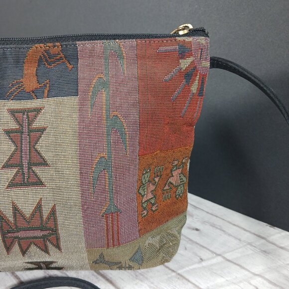 VTG Danny K American Tapestry Crossbody Zipper Purse Kokopelli Rust Brown 10x7" - Picture 8 of 10